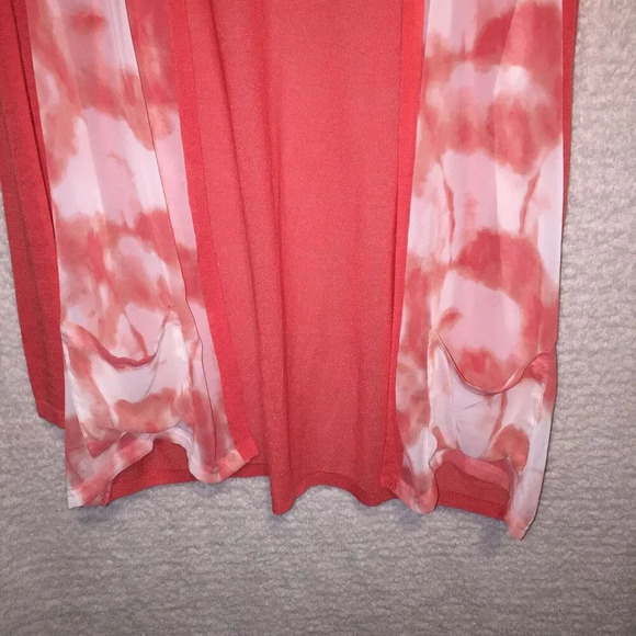 CHICO'S Coral/orange Chiffon Light weight knit Open-Front Cardigan Top (3) XL - Picture 8 of 8